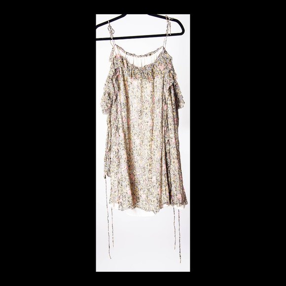 Tularosa Womens Metallic Oversized Cold Shoulder Long Sleeve Tunic Top XL - Picture 4 of 4
